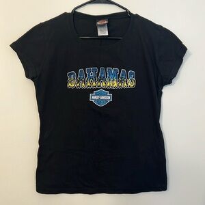 Harley Davidson motorcycles Bahamas black tee women’s XL